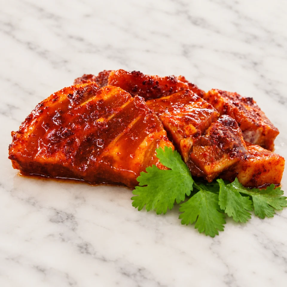 Mrs Kim's marinated spicy pork belly ready to grill